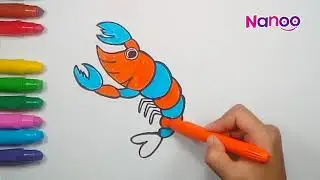Drawing and coloring Shrimp for Kids Toddler Children Learn Color | Nanoo