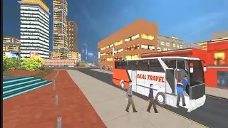 US coach bus simulator game 3D. Driving US bus in city.