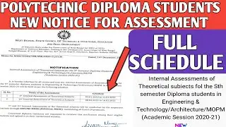 Polytechnic diploma Students New Notice 2021-22 || Polytechnic new updates || internal Assessment