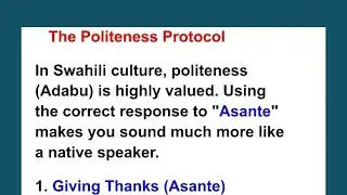 The politeness protocol in Swahili 