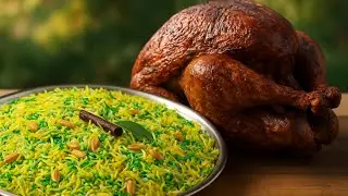 The best fluffy rice served with roasted turkey#fluffyrice , اطيب رز مفلفل يقدم بجانب التيركي المشوي