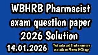 wbhrb Pharmacist question paper 2026#answerkeyof wbhrb Pharmacist exam 2026#14.01.2026#third shift