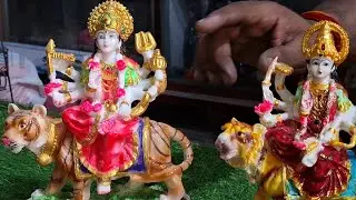 Marble Finish Goddess Maa Durga Devi Idol Statue Sherawali MATA Rani Spiritual Puja Vastu Showpiece.