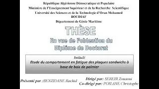 Soutenance de doctorat LMD en Génie Maritime, par: BENZIDANE Rachid