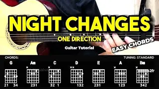 Night Changes - One Direction | Easy Guitar Tutorial For Beginners (CHORDS & LYRICS) #guitarlesson