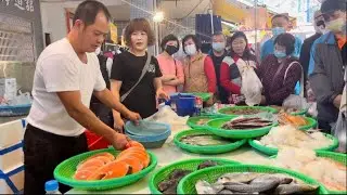 Taiwan Seafood Auction/fish cutting skills-Traditional market