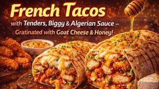 French Tacos with Tenders, Biggy & Algerian Sauce &ndash; Gratinated with Goat Cheese & Honey! 