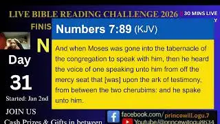 DAY31: NUMBERS 4 -- 7 || JOIN LIVE BIBLE READING CHALLENGE 2026 || Finish the bible by Oct 26 ||