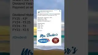 Mrs. Bector's Food Specialities Ltd has declared an Interim Dividend for FY25. #StockMarket #Stocks