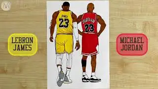 How to draw Michael Jordan / How to draw LeBron James / Basketball players drawing tutorial