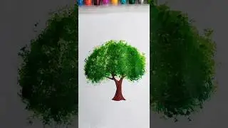 Easy Tree🌳 Painting #shorts #art #tree #painting