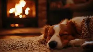 Cozy Fireplace with Sleeping Dog 🐶 ASMR Sounds for Sleep, Relaxation & Stress Relief