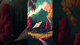 #autumn  #treehouse #tree #house #landscape #fall #colorful #digitalart #art #ringtone #mountains