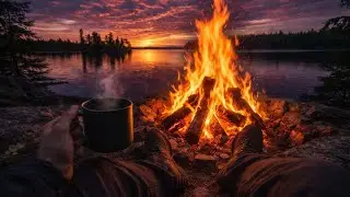 POV: You&rsquo;re Relaxing by a Lakeside Campfire at Sunset (4K ASMR) 🔥✨