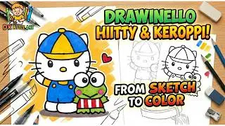 Hello Kitty and Frog Easy Drawing Tutorial | Cute Cartoon for Kids  | DK Little Art