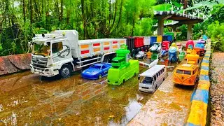 Wow !!! Mobil Truk Tronton Panjang Bongkar Penuh Mobil Mobilan Truk Mixer, Bus Telolet, Ambulan