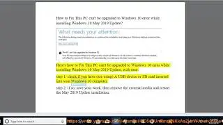 Fix This PC can't be upgraded to Windows 10 while installing Windows 10 May 2019 Update