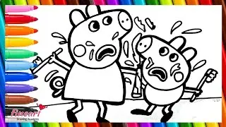 How to draw Peppa pig and George pig fighting with toothpaste 💖💪 drawing for kids