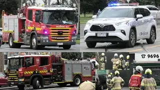 FRV and Victoria Police Responding to a Building Fire - South Melbourne.