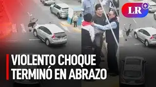 ¡Terminaron abrazándose! Motociclista hace las paces con conductor que lo embistió en Surco | #LR