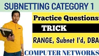 Subnetting Category 1 : Divide a network into subnets | Find range & DBA's of subnets Shortcut Trick