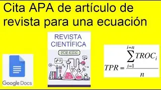 Como Hacer Citas APA de artículo científico en Google Docs para una ECUACIÓN