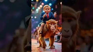 Baby President Rides Fat Monkey in Diaper & Eats Cake 😂 | Funny Cute Shorts