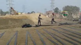 Geo strap fixing and covering with soil work in progress #highway #trending #viral