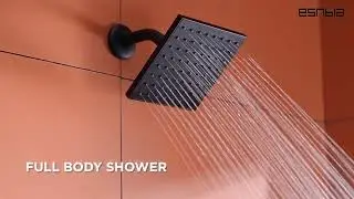 Esnbia 6-Inch Rain Shower Head and Tub Spout, Shower Kit, Matte Black