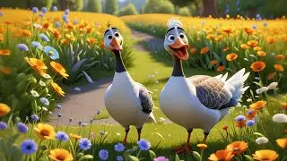 Four Laughing Geese Flap in the Wind | Animal Song for Kids | Nursery Rhymes and Baby Songs