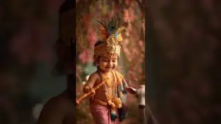 Little Krishna with His Cow #status #cutebaby #krishna #balkrishna #trendingshorts