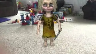 Evil puppet lunging, ready to bite