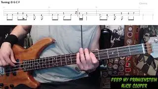 Feed My Frankenstein by Alice Cooper - Bass Cover with Tabs Play-Along