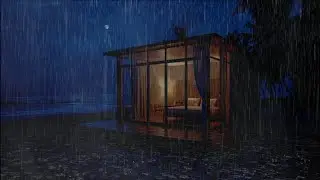 Sleep Instantly Tonight | Heavy Ocean Rain Sounds on a Cozy Glass House at Night