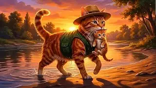 A Brave Cat Saved a Lost Kitten | Emotional River cat Rescue Story 