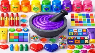 Satisfying Slime ASMR Video | DIY Mixing Pink & Rurple Makeup Cream Eyeshadow Beads Glitter Slime