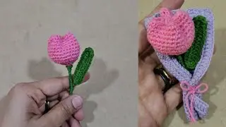 Crochet Mini Tulip Flower Bouquet Keychain|Quick & Easy DIY Gift Idea|Bag charm|Beginner friendly