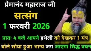 हथेली को देखकर 1 मंत्र | प्रेमानंद जी महाराज सत्संग ।। 1 फरवरी 2026।। एक बार ध्यान से जरूर सुने ।। 