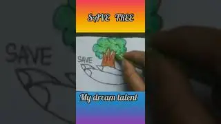 how to make creative save tree drawing #schoolprojectdrawing #sa vetree #shorts #ytshorts #drawing