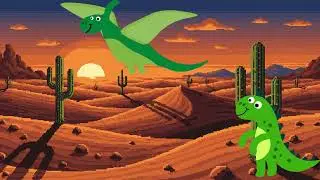 Helping Grandpa Out With Food and Dinosaurs at the Desert   cartoon for kids ￼