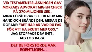 Vid testamentet brände mina föräldrar checken på 270 miljoner SEK. Jag log åt deras misstag.