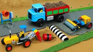 Diy tractor mini Bulldozer to making concrete road | Construction Vehicles, Road Roller