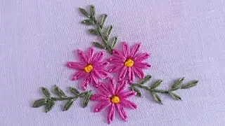 Beginners Friendly Lazy daisy stitch flower embroidery design
