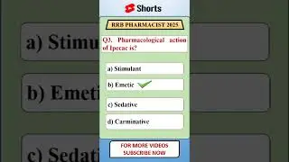 RRB Pharmacist MCQs P-5 #rrbpharmacist #rrb2025  #youtubeshorts #pharmshala