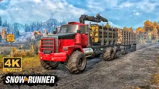 Western Star 6900XD Offroad Truck Towing a Logs on Mudding Road In SnowRunner Season 15 #snowrunner