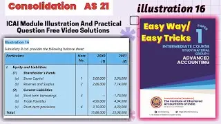 Illustration 16 | ICAI latest Module CA Inter Consolidated Financial Statement|AS 21 Advance Account