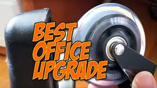 Best office chair upgrade! From CRUNCHY to smooth, new office chair wheels protect wooden floors.