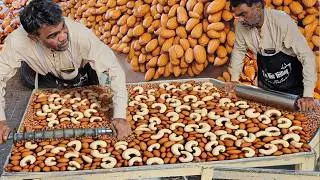 CHIKKI RECIPE : Amazing Food Processing Live Cashew Nuts Bar Candy Making Skills! Street Food Chikki