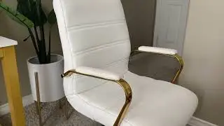 Flash Furniture Whitney Mid-Back Desk Chair - White LeatherSoft Executive Swivel Office Chair