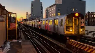 BMT Jamaica Line: (J) (Z) Express and (M) Local Trains @ Hewes Street (R143, R160A, R179)
